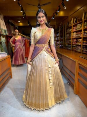 Silver Gold with Metallic Gold Tissue Half Saree