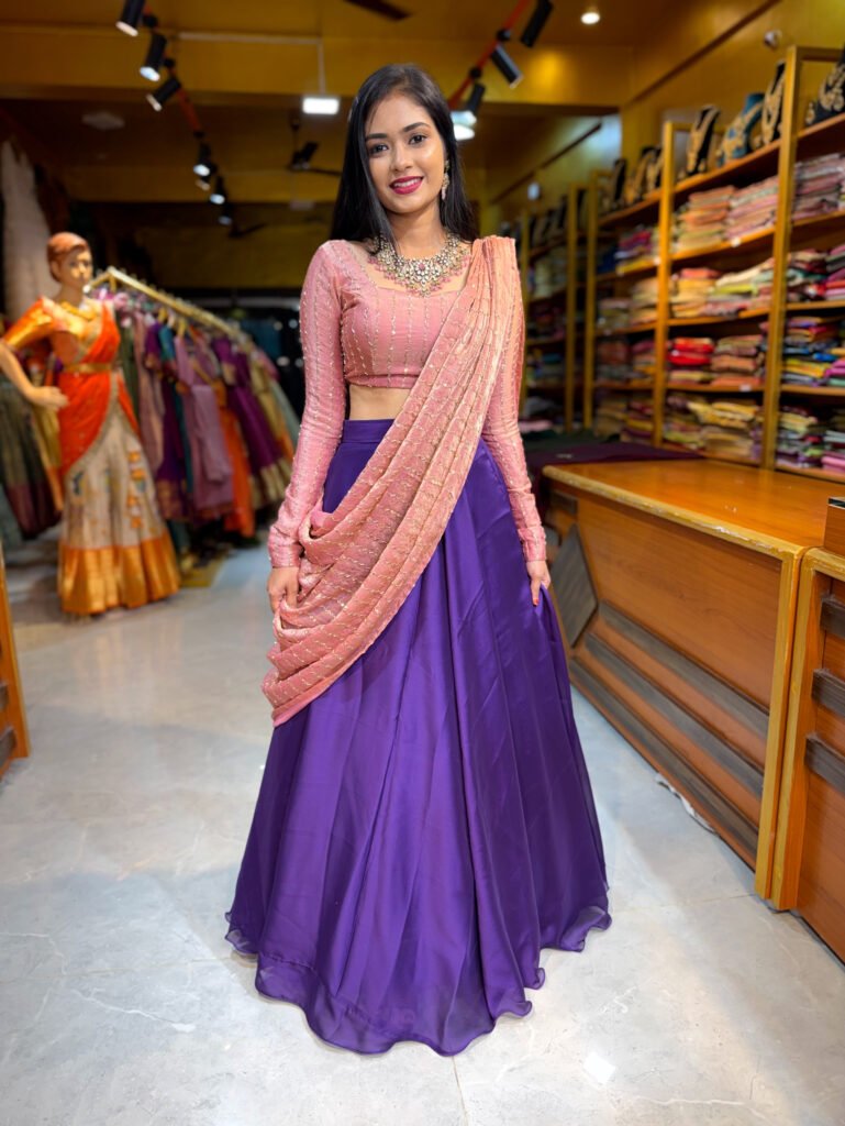 Rose Gold with Purple Designer Fendy Silk