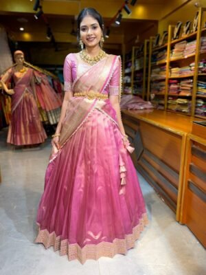 Aditi Rose Gold Tissue Half Saree