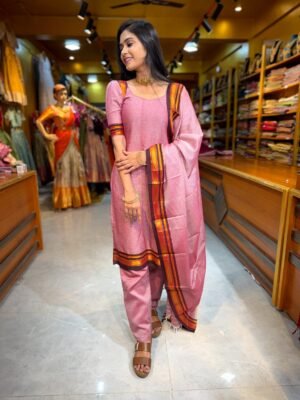 Mauve Pink Zari Cotton Salwar