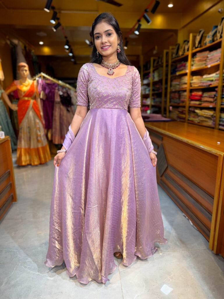 Lavender Embroidery Fendy Gown
